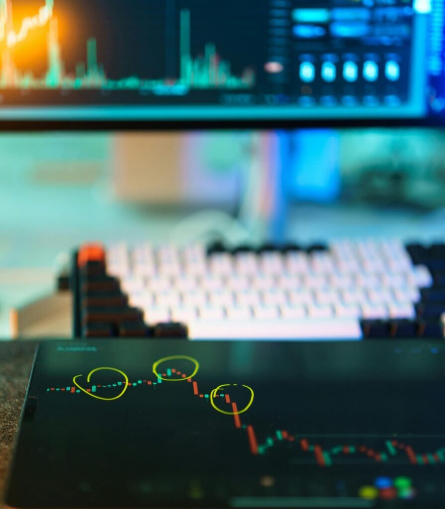 Market Analysis Tablet Monitor Screen crypto currency blockchain tablet screen financial chart